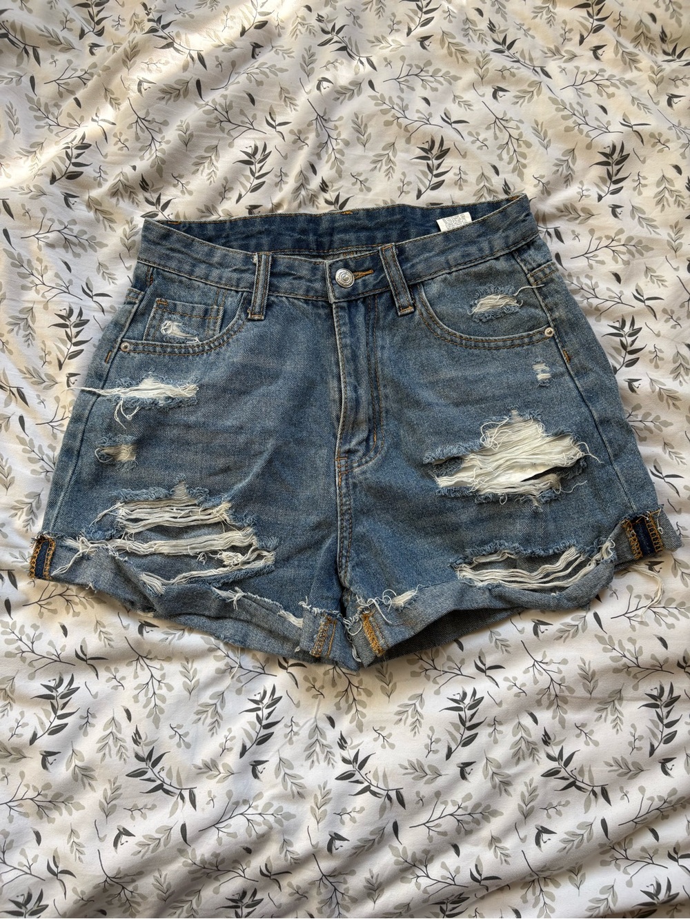SHEIN Blue Distressed Jean Shorts